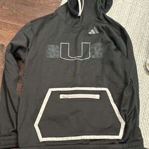 Miami hurricanes Adidas Black and Gray Hoodie with Front Pocket